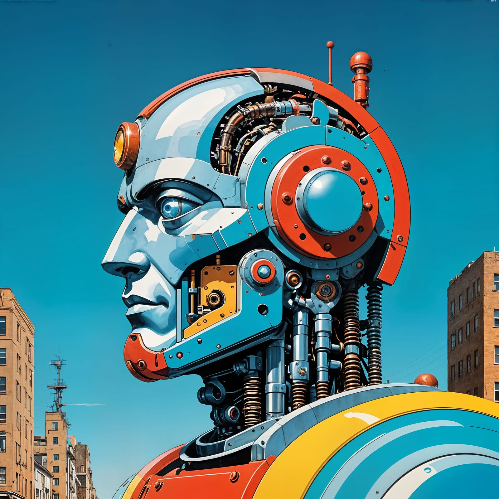 Cyborg Robot Man: 1940s Style Industrial Propaganda