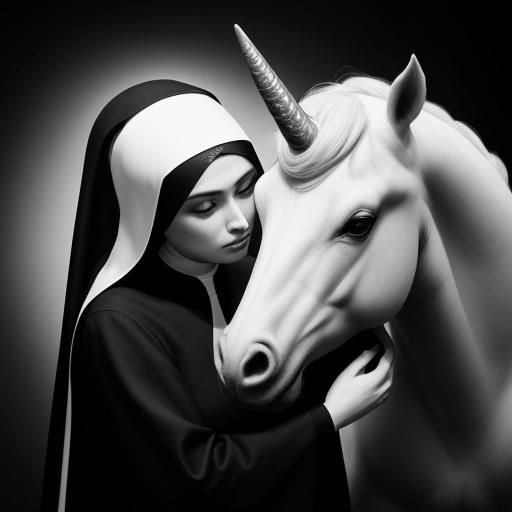 Nun Hugging Unicorn: A Haunting Photorealistic Masterpiece
