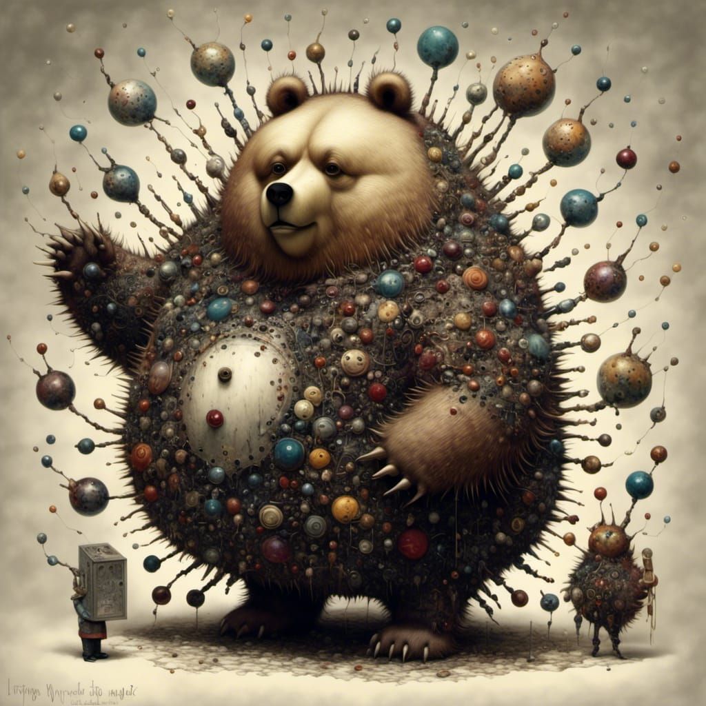 Adorable Fuzzy Bear Character