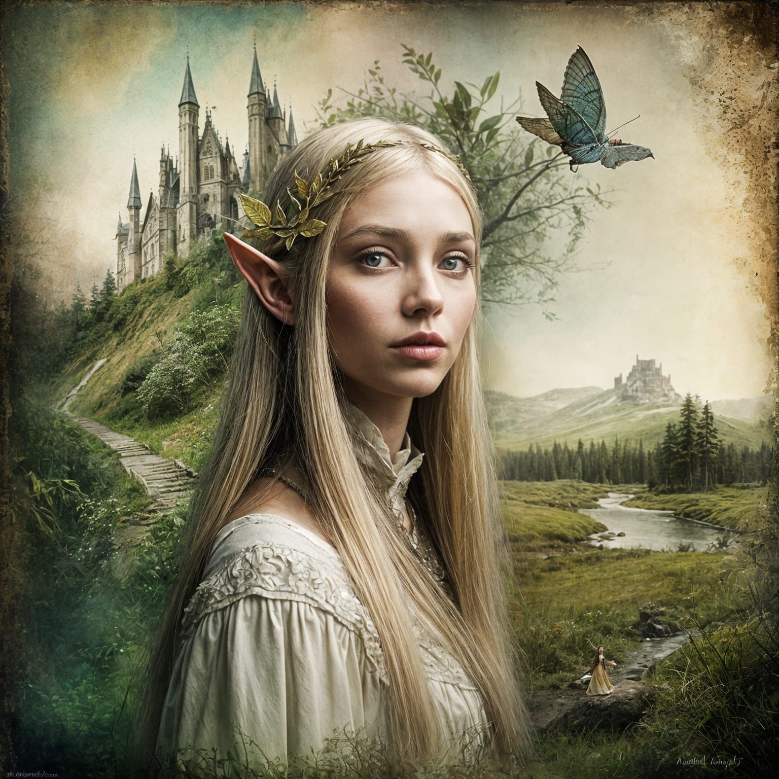 Elven Princess in a Wyeth-Inspired Surreal Landscape