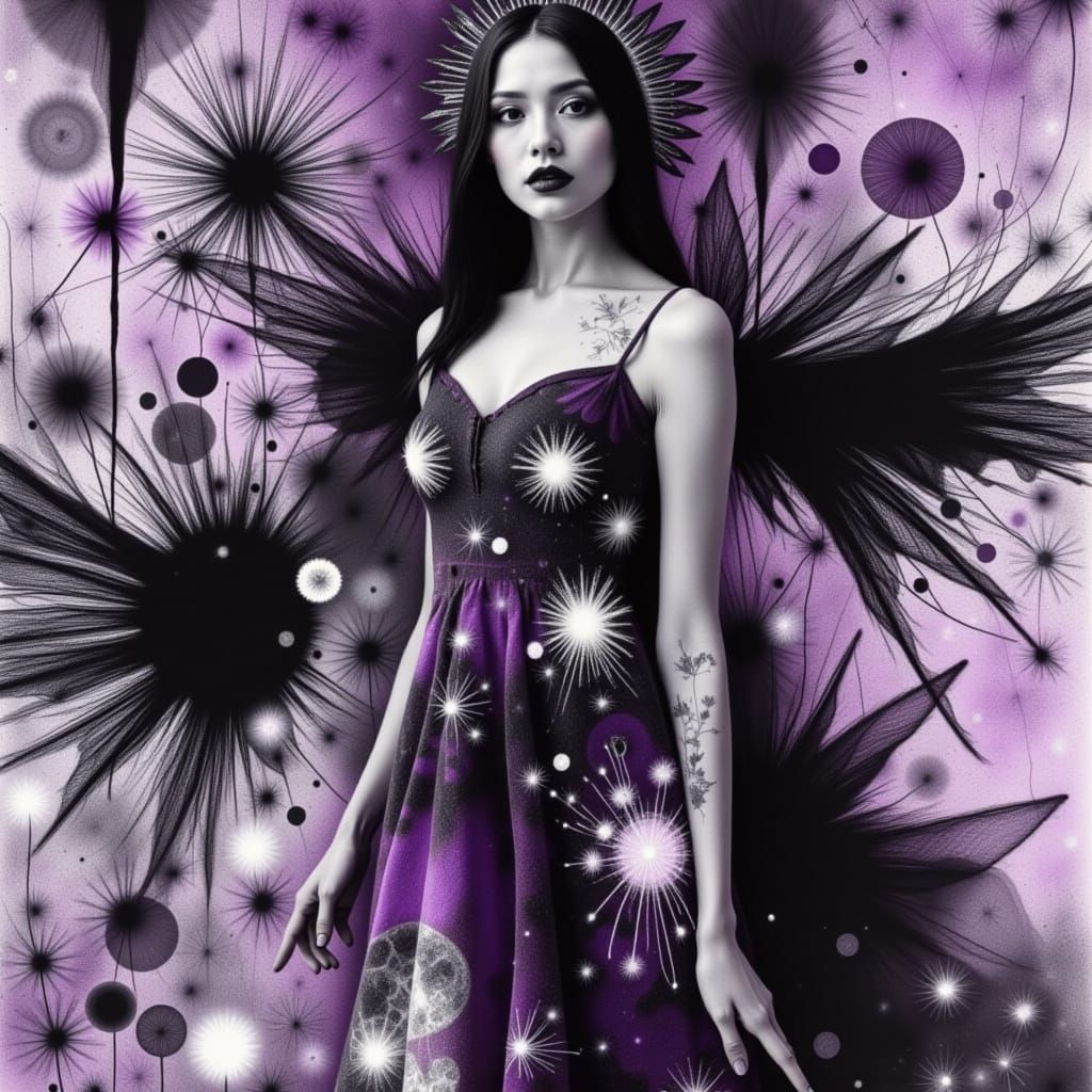 Avant-Garde Steampunk Fashion Illustration with Rorschach Dr...