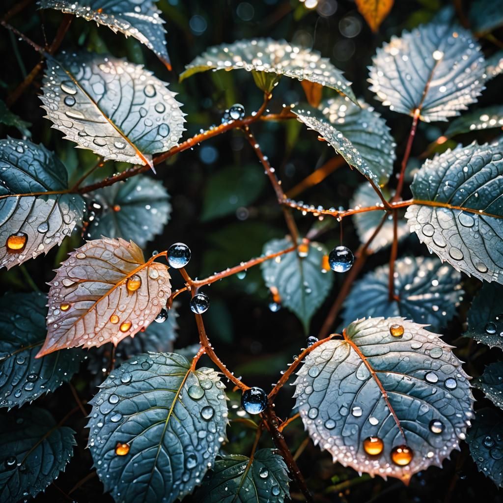 Mystical Forest Dew Drops in Organicpunk Style