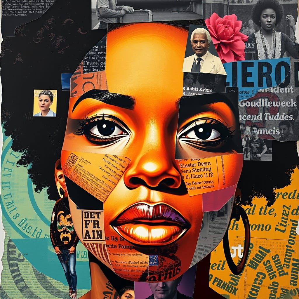 Vibrant Collage Portrait of a Black Woman