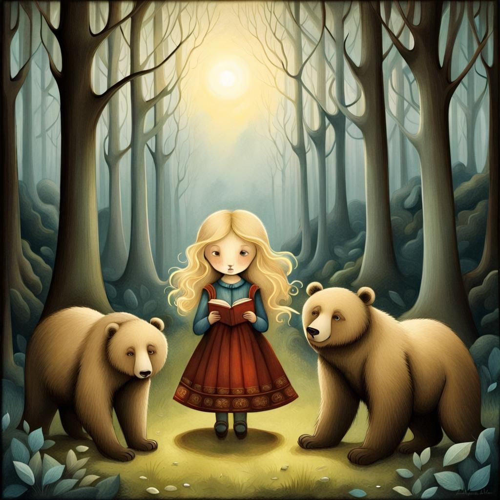 Goldilocks and the Three Bears Fairytale Illustration