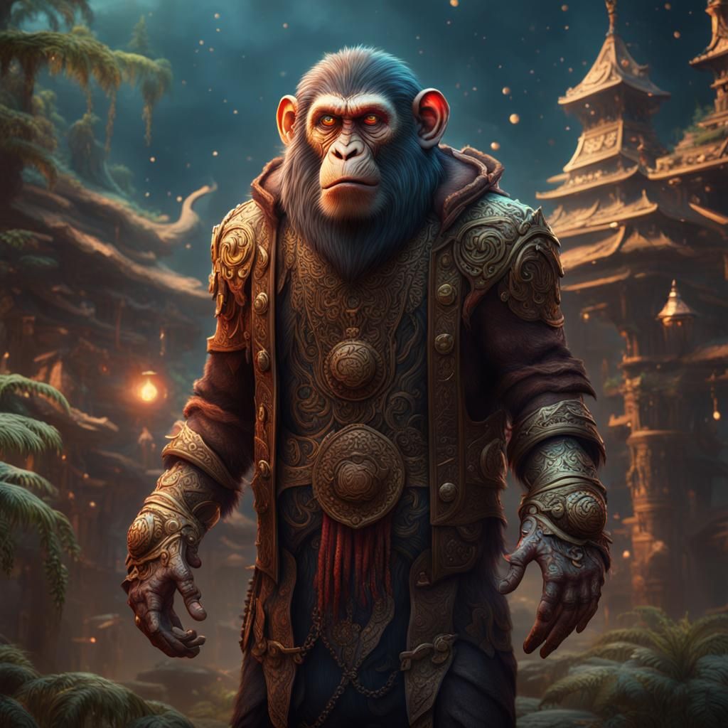 Fantastical Monkey Man in Detailed Matte Painting