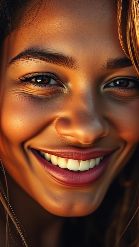 Radiant Macro Portrait of Smiling Woman