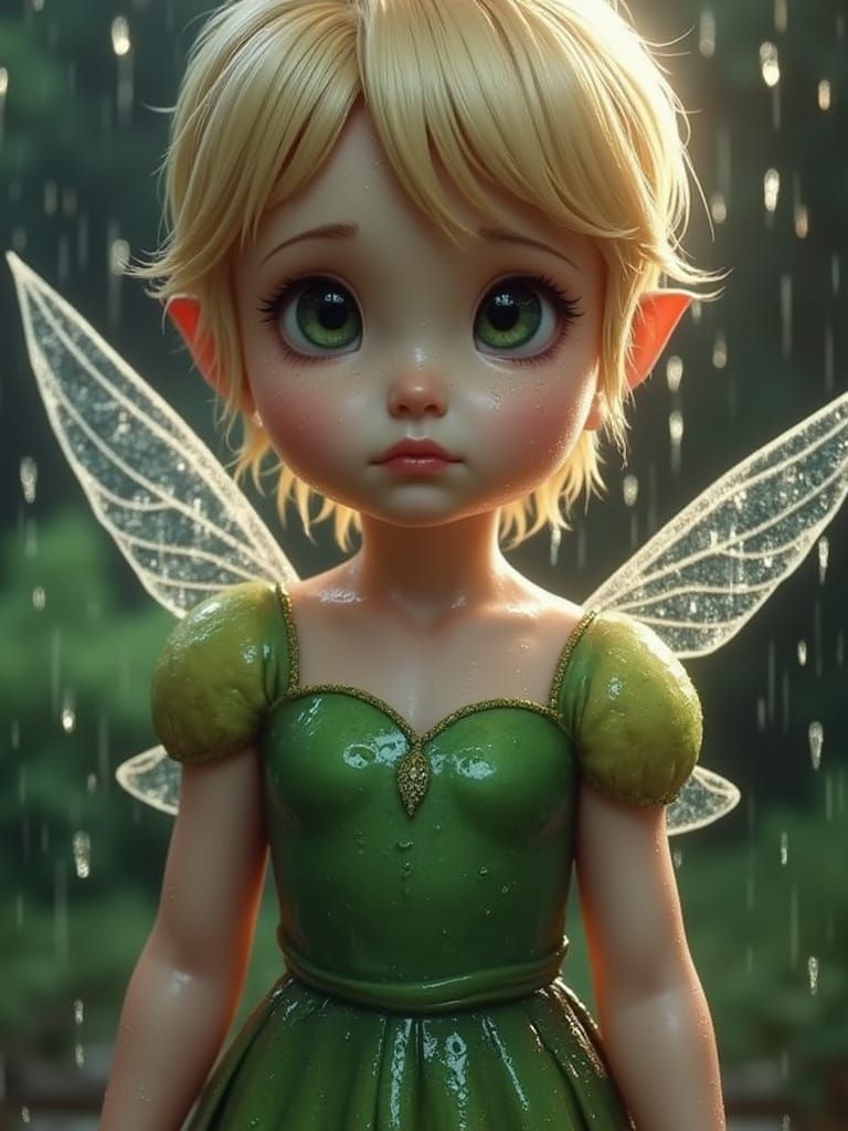 Tender Rainy Day Portrait of Tinkerbell as a Toddler