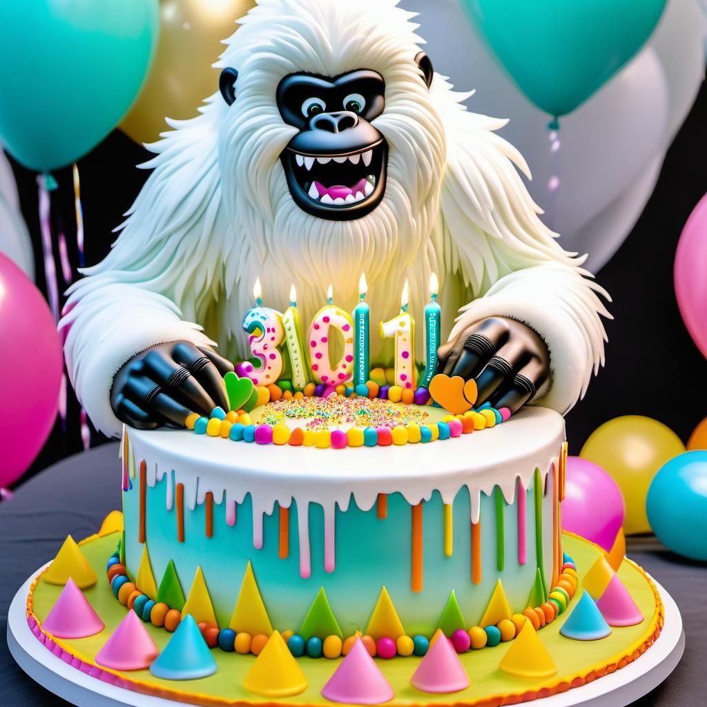 Yeti Birthday Party with Giant Cake
