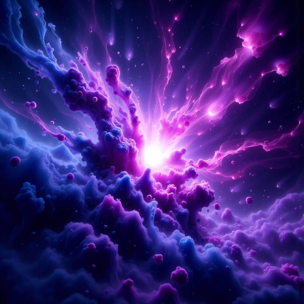 Cosmic Antimatter Explosion in Abstract Expressionist Style