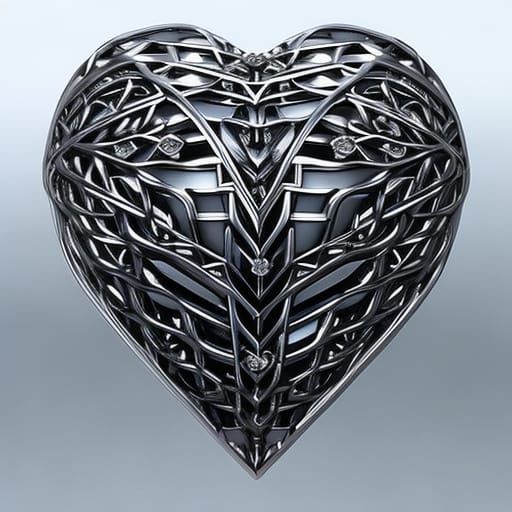 Cybernetic Heart with Romantic Jewelry in 3D