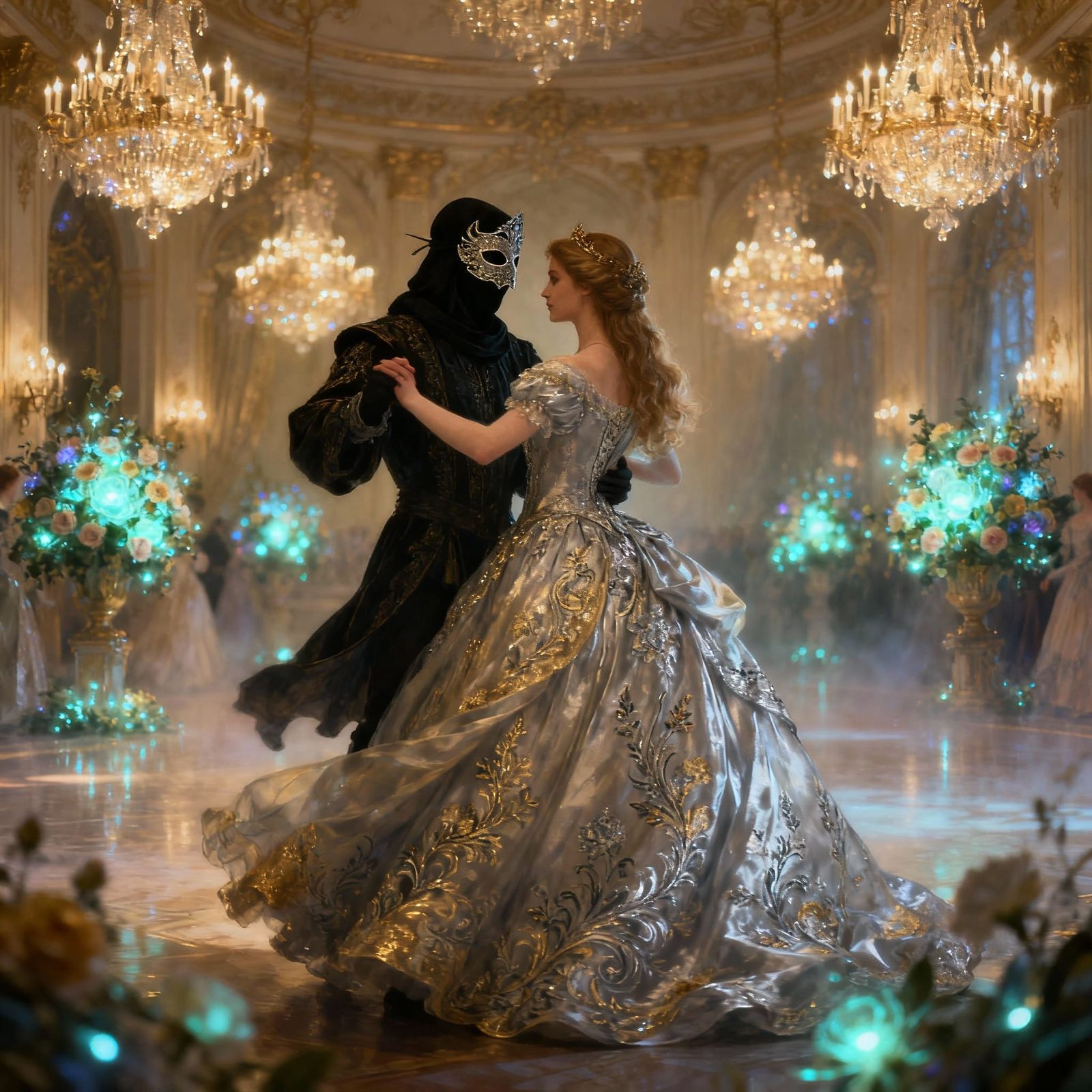 Enchanting Ballroom Dance: Princess & Masked Stranger