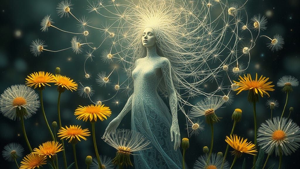 Lost Star Radiating Light in a Bio-Art Style