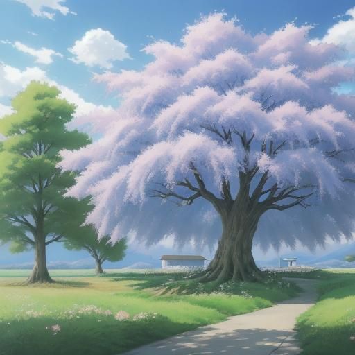 Anime Style Willow Tree Digital Illustration