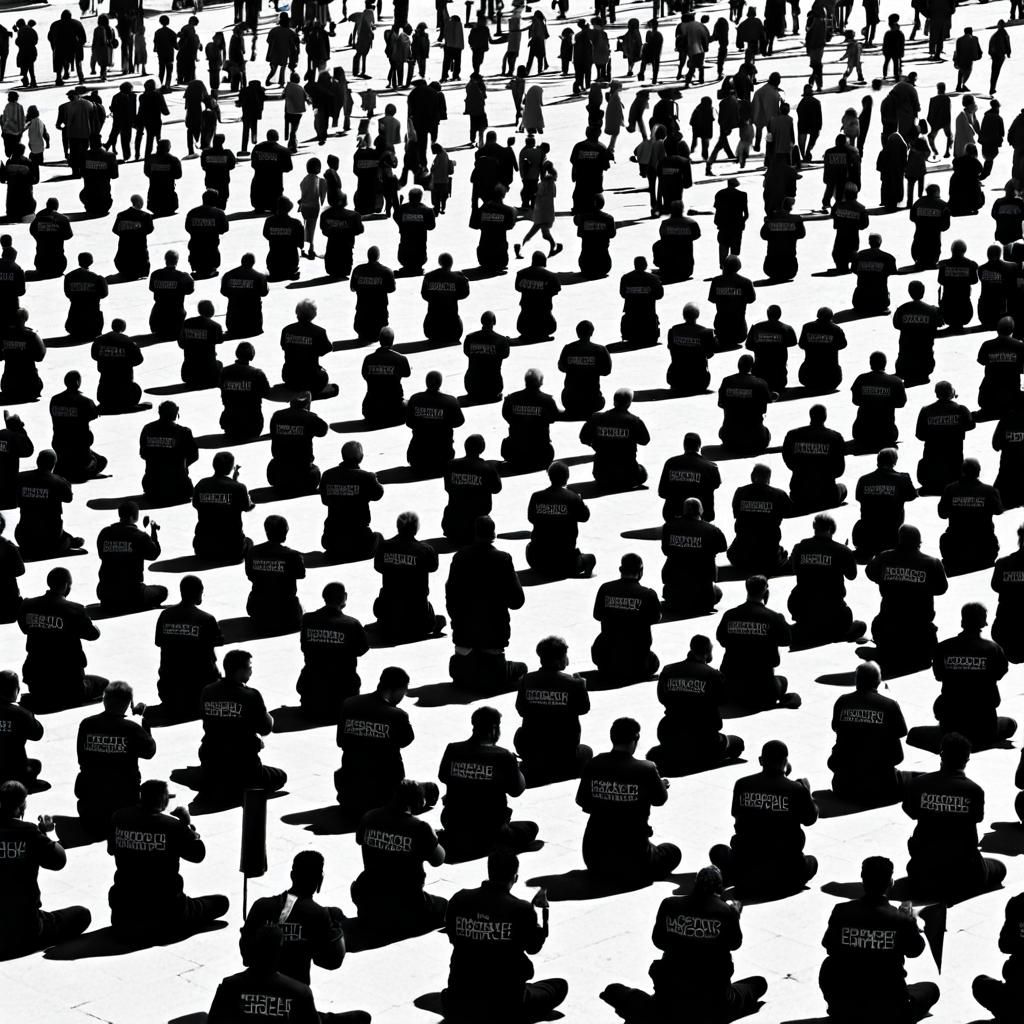 Striking Black and White Portrait of People