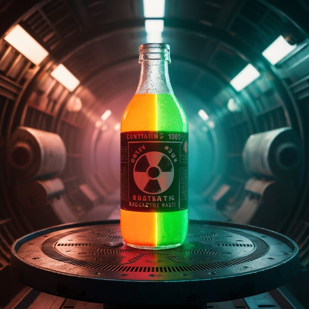 Radioactive Soda Bottle in Vintage Style