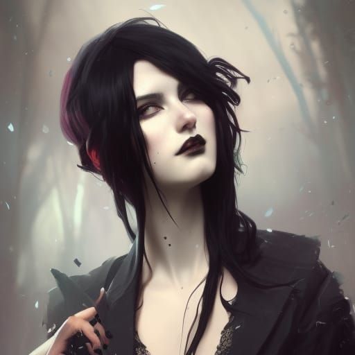 Detailed Portrait of a Cute Goth Girl