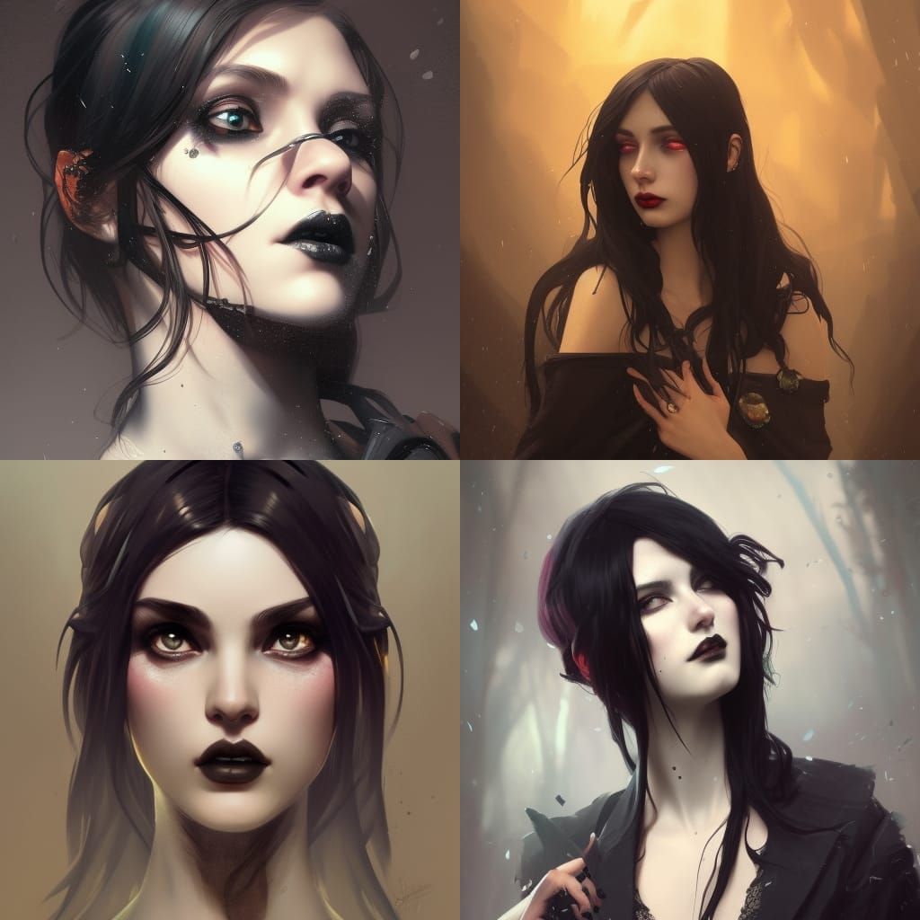 Detailed Portrait of a Cute Goth Girl