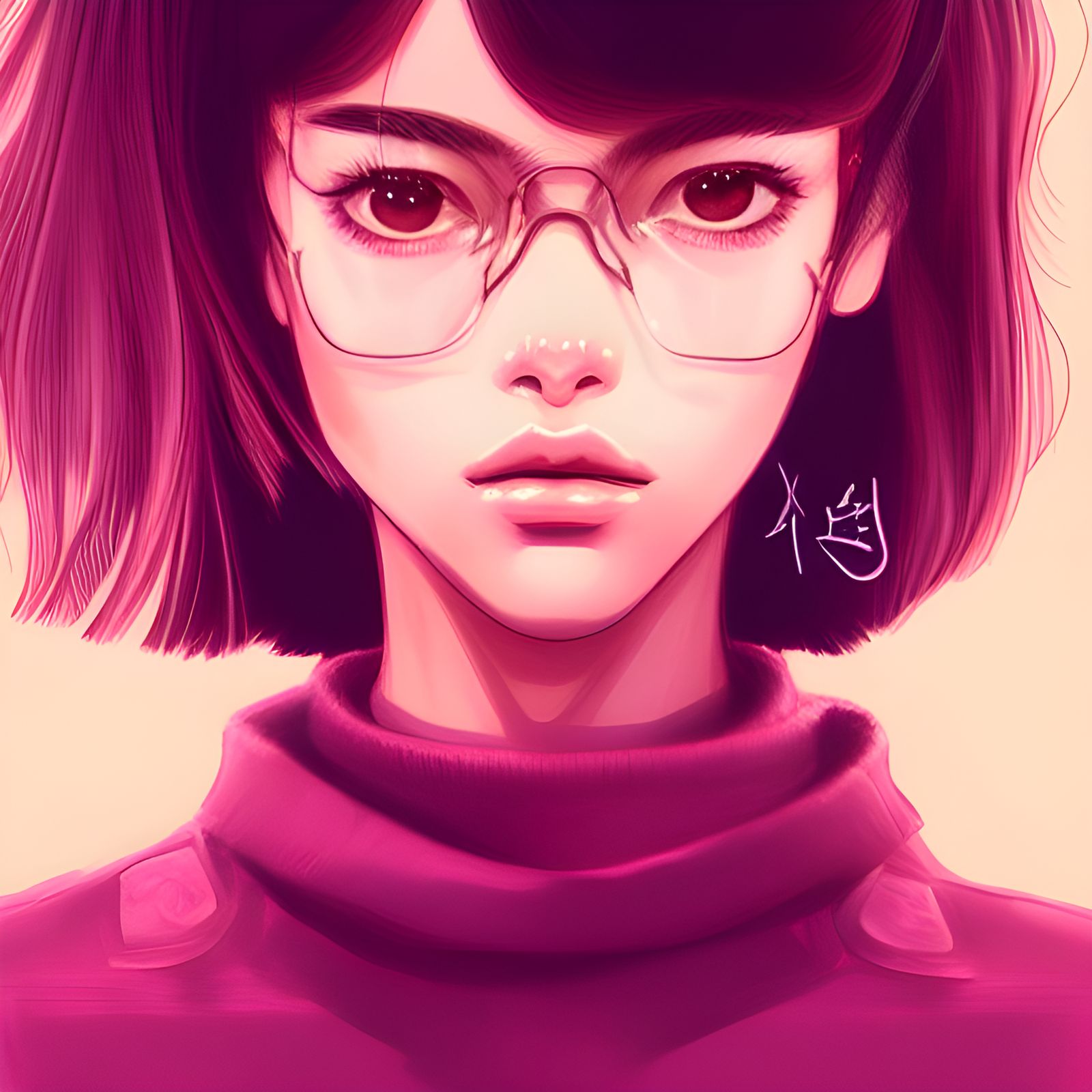 Badass Manga Girl with Pink Bokeh Lights