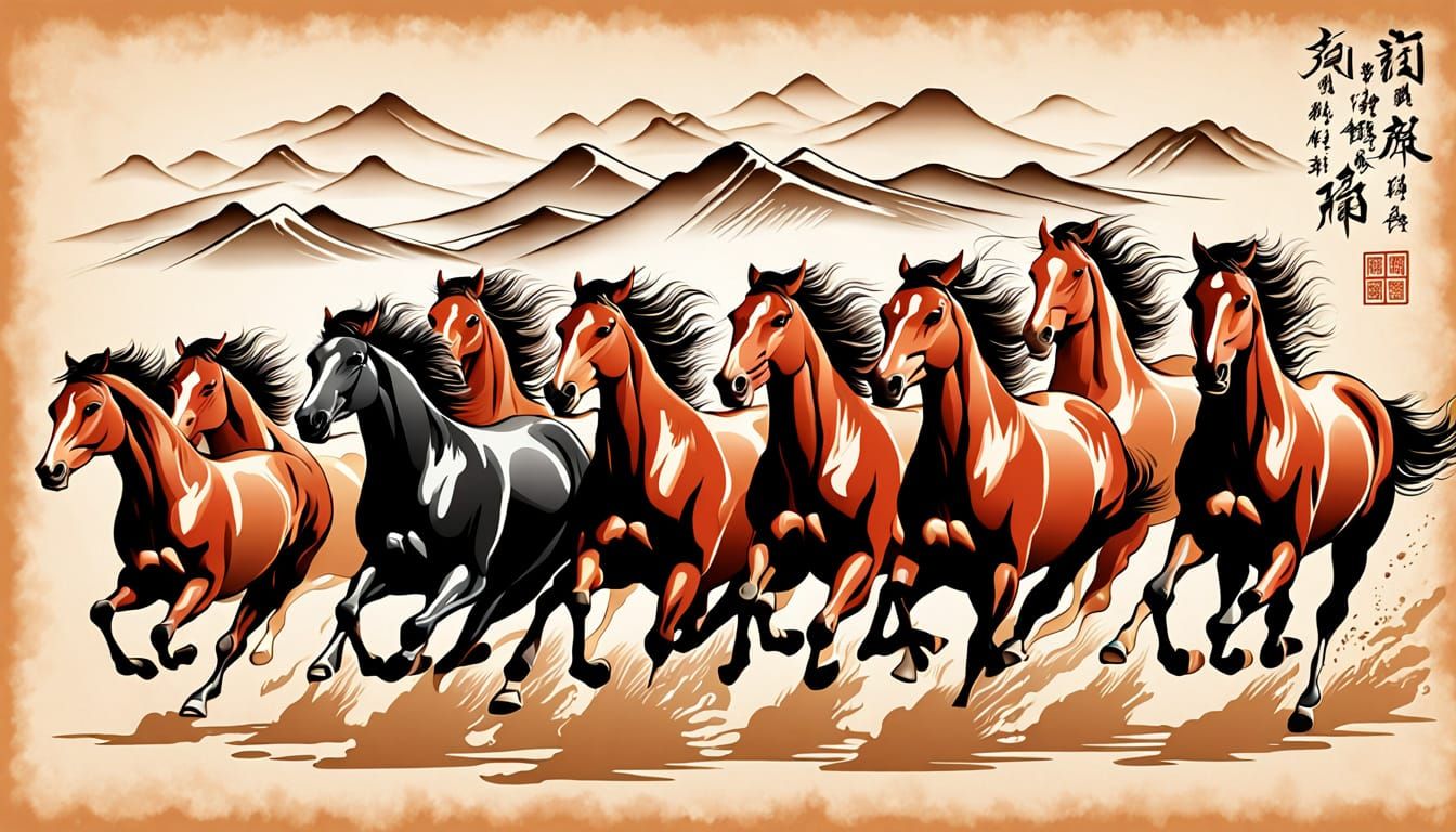 Eight Running Horses in Feng Shui Design