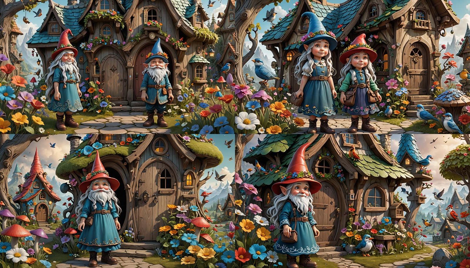 Gnome Woman Coloring Page in 3D Anime Art