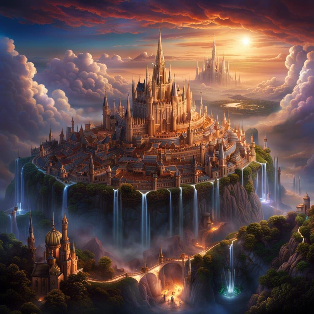 Celestial Cloud Realm: Ethereal City in the Sky