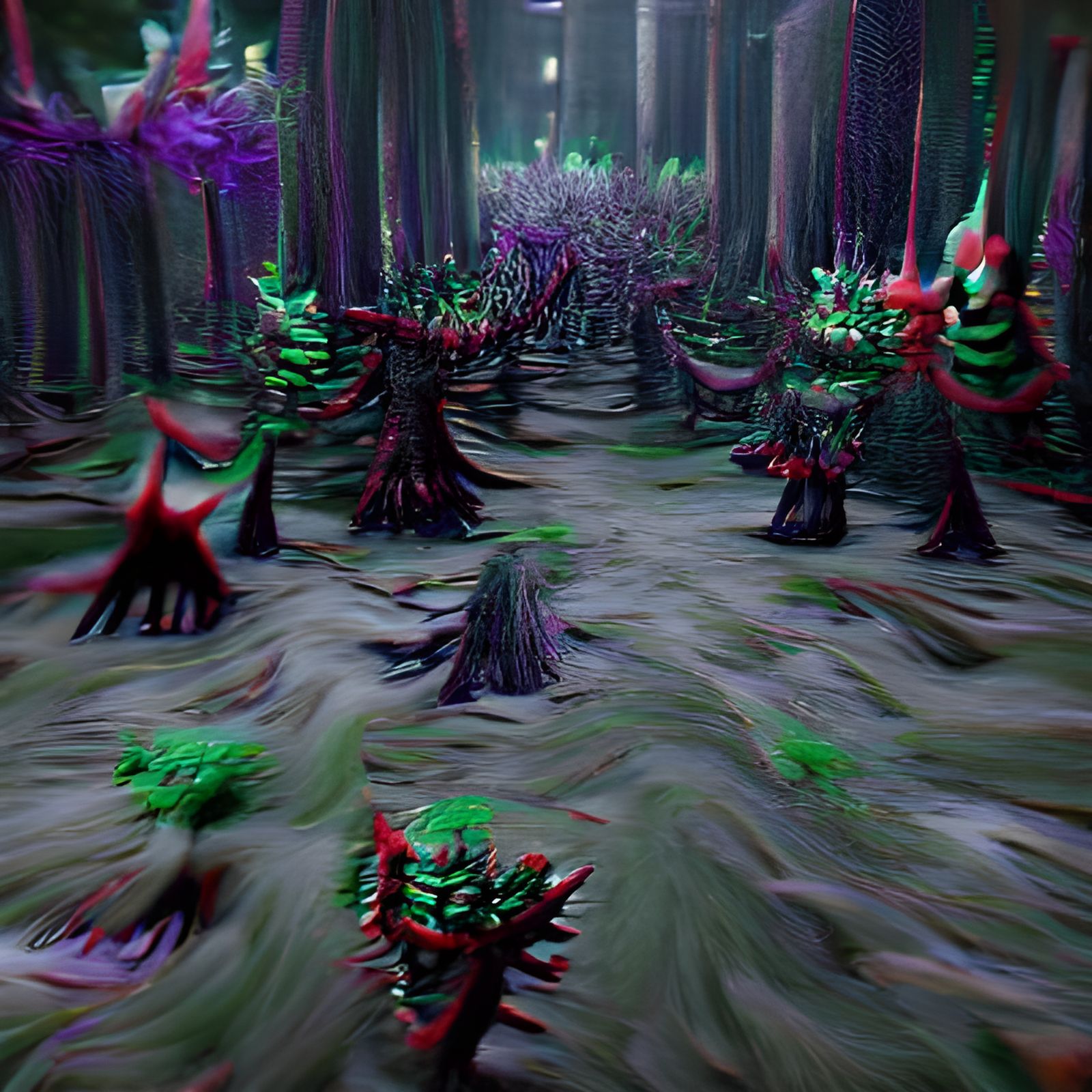 Eerie Forest at Night: A Surreal Dreamscape