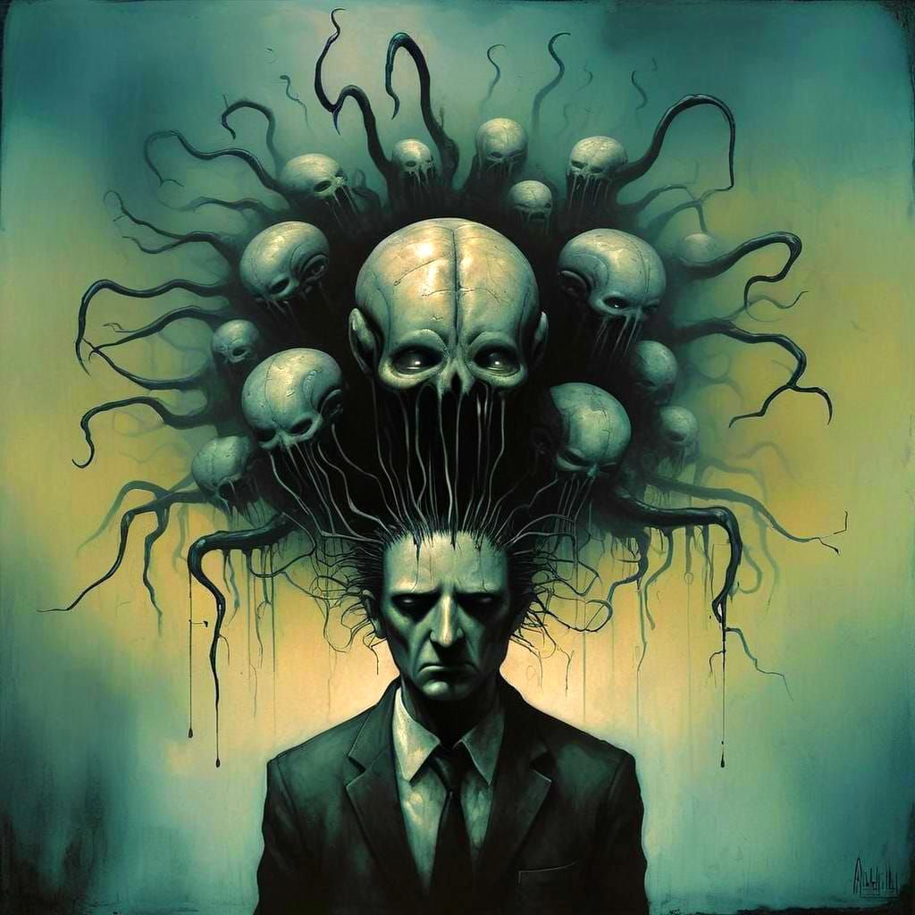 Surreal Brain Drain in Dark Eerie Style