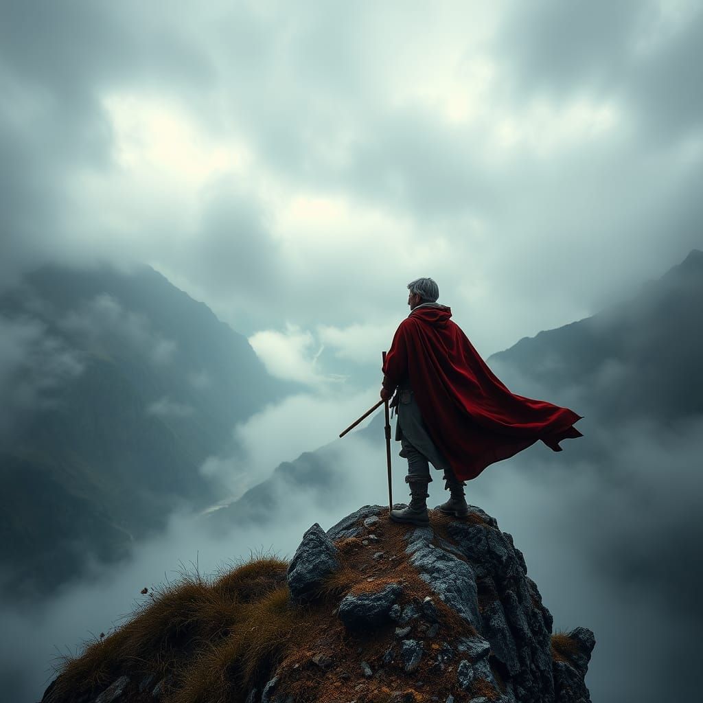 Air Nomad on Windswept Cliff in Dramatic Lighting