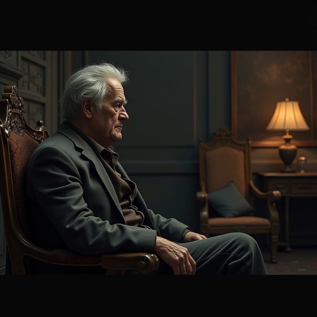 A Lonely Man Reflects on Lost Love in a Faded, Ornate Room