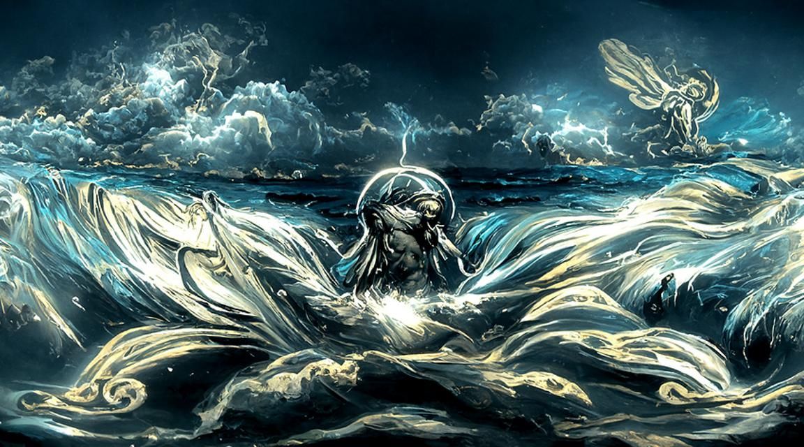 Storm Angel in Art Nouveau Style