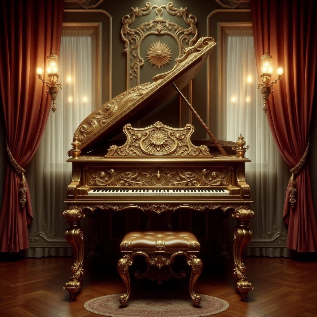 Whimsical Player Piano in a Dreamy Setting