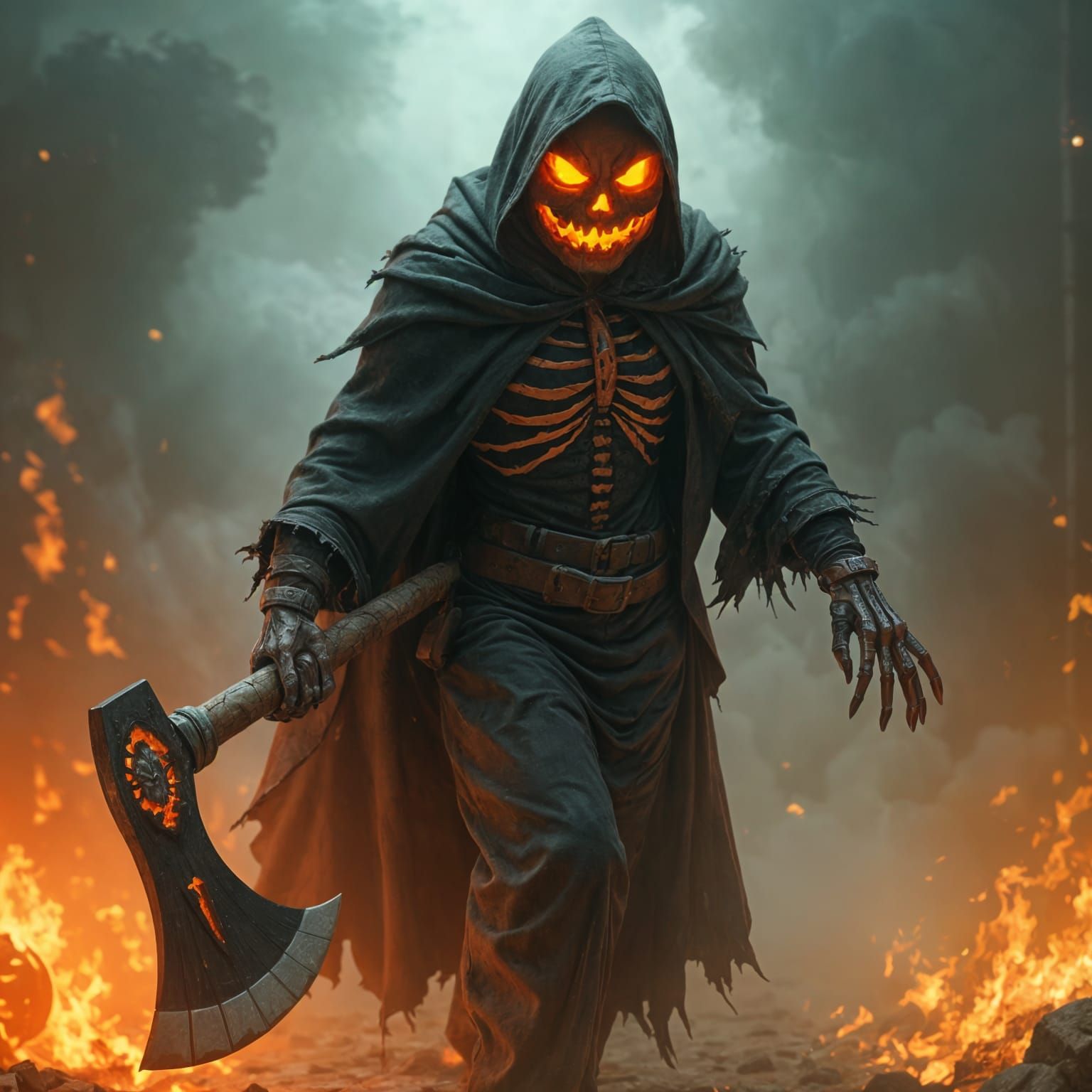 Halloween Jackolantern Reaper in a Matte Painting