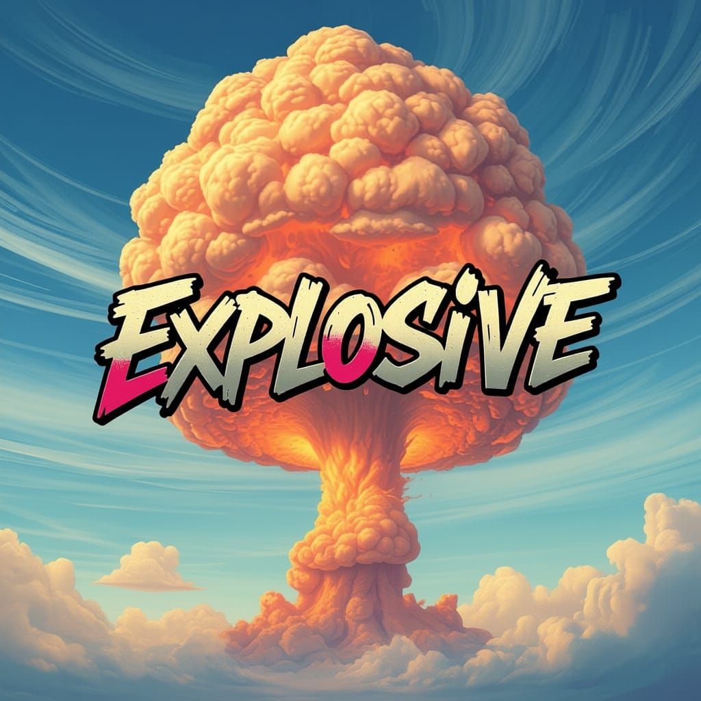 Explosive Graffiti Art with Mushroom Cloud