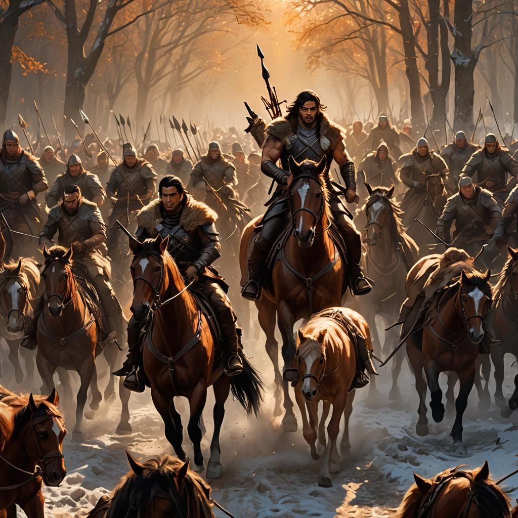 Heroic Fantasy Leader on Chestnut Horse