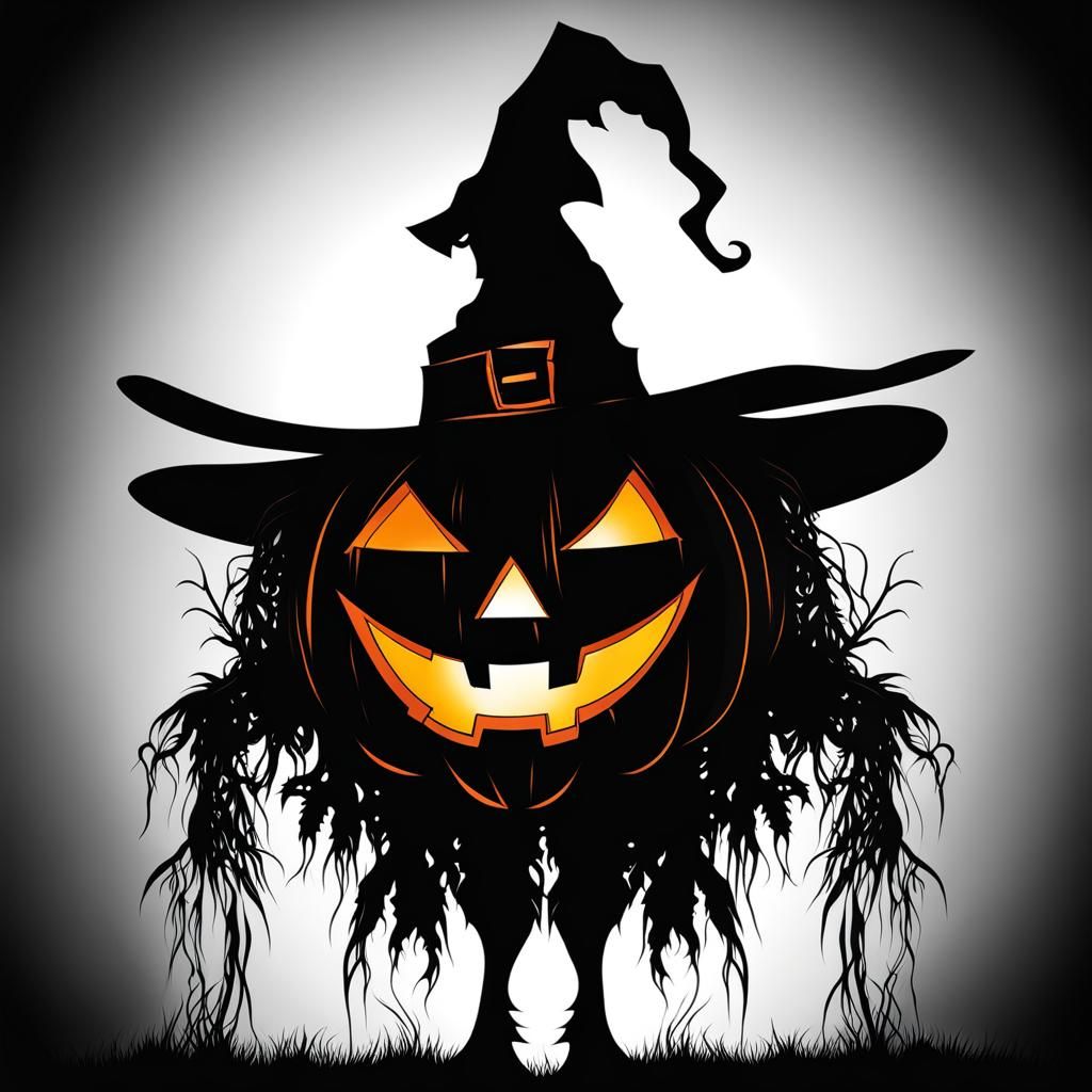 Demonic Scarecrow Jack-o'-Lantern Double Exposure Portrait