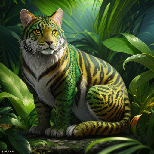 Surreal Jungle Encounter in Vibrant Splash Art