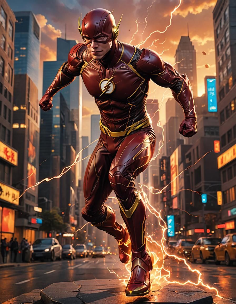 The Flash in Heroic Pose, Anime 3D Art