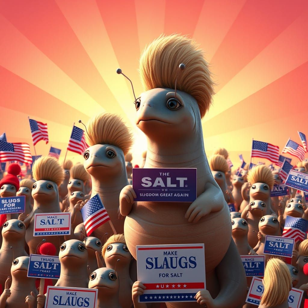 MAGA Slugs Rally for Slug Leader SALT in Vibrant 3D Art