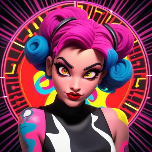 Dynamic Pop Art Portrait of Tattooed Betty Boop