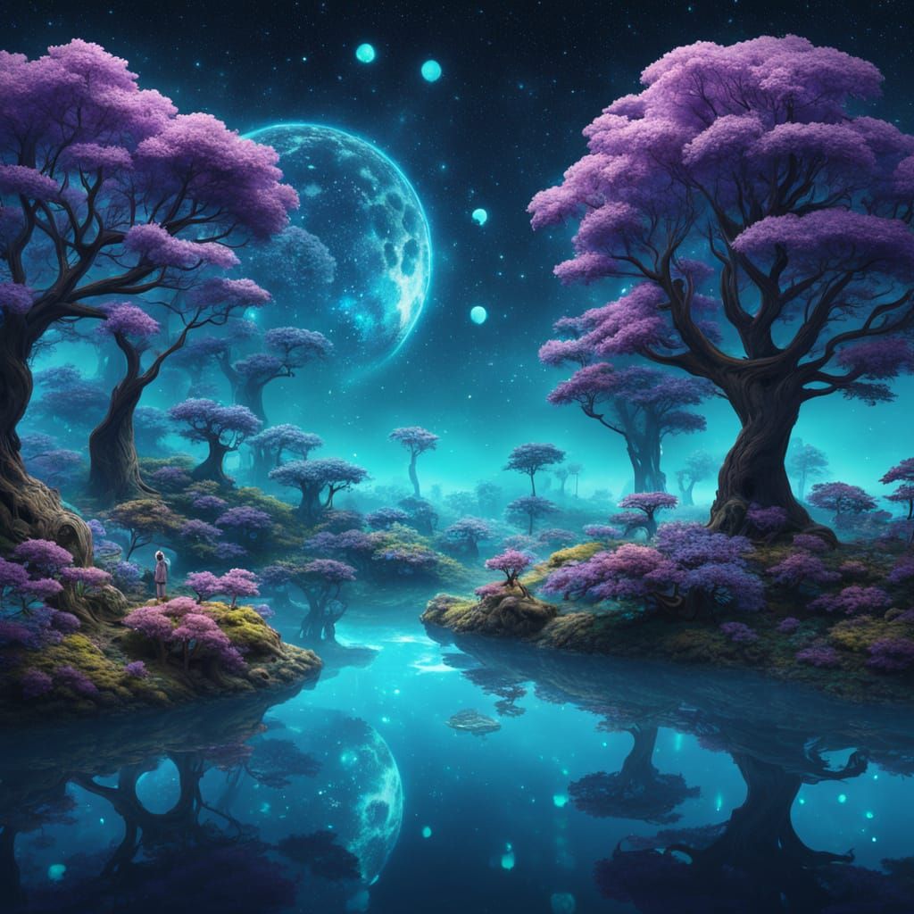 Ethereal Garden Floating in a Dreamy Space