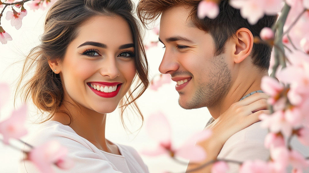 Romantic Embrace in a Cherry Blossom Dream