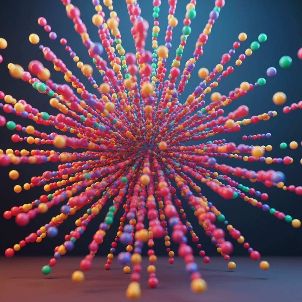 Vibrant Beads Exploding in a Swirling Vortex
