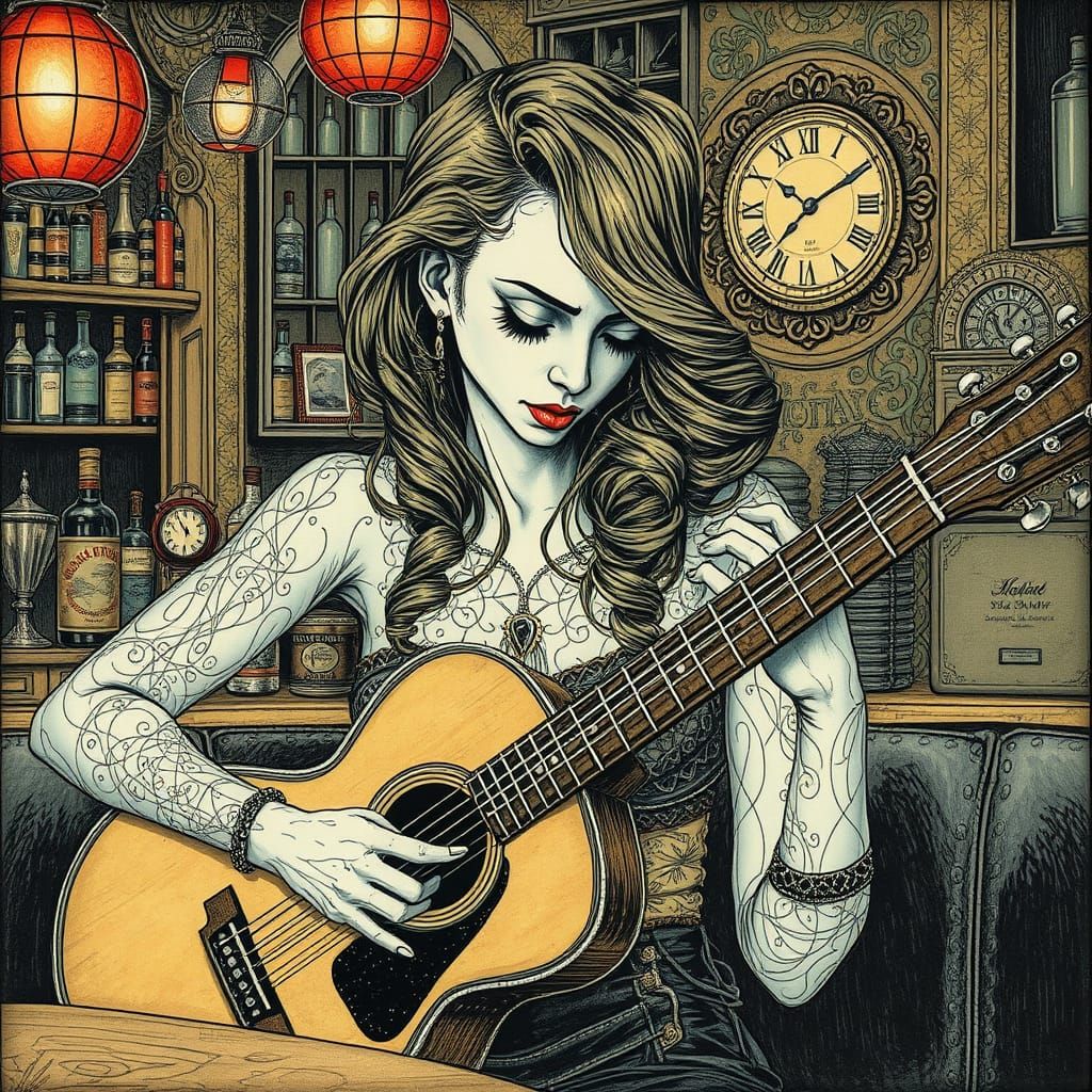 By Paul Lovering and Mattias Adolfsson and Russ Mills and Victo Ngai and Alexander Jansson:: a beautiful woman playing t...