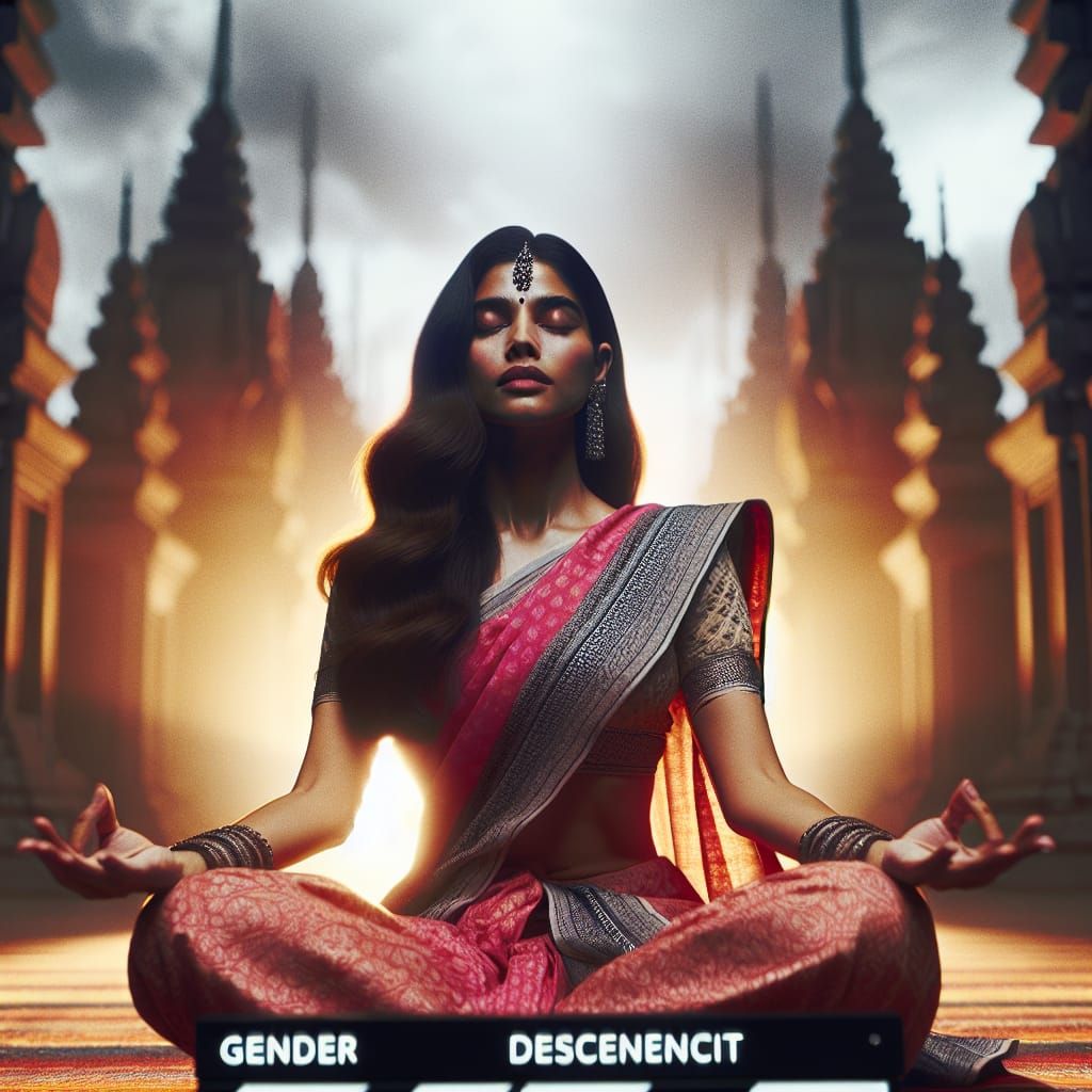 Meditating Woman Radiating Tranquility in Film Still