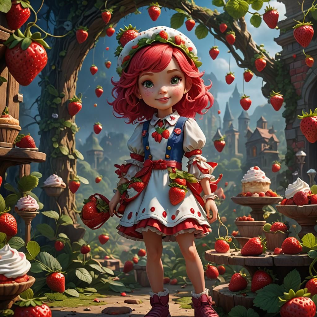 Fantastical Strawberry Shortcake Girl Matte Painting