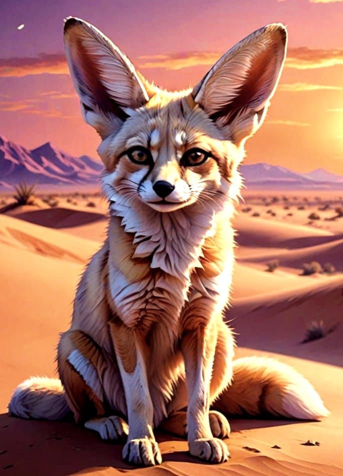 Adorable Fennec Fox in Desert Habitat