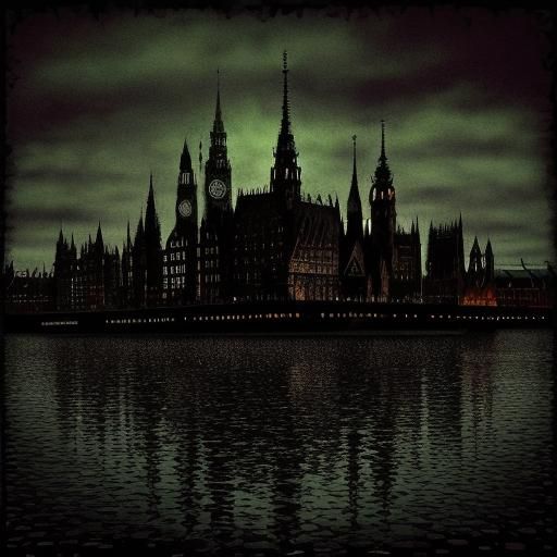 Hamburg Speicher Stadt in Sinister Encaustic Gel-Print Style