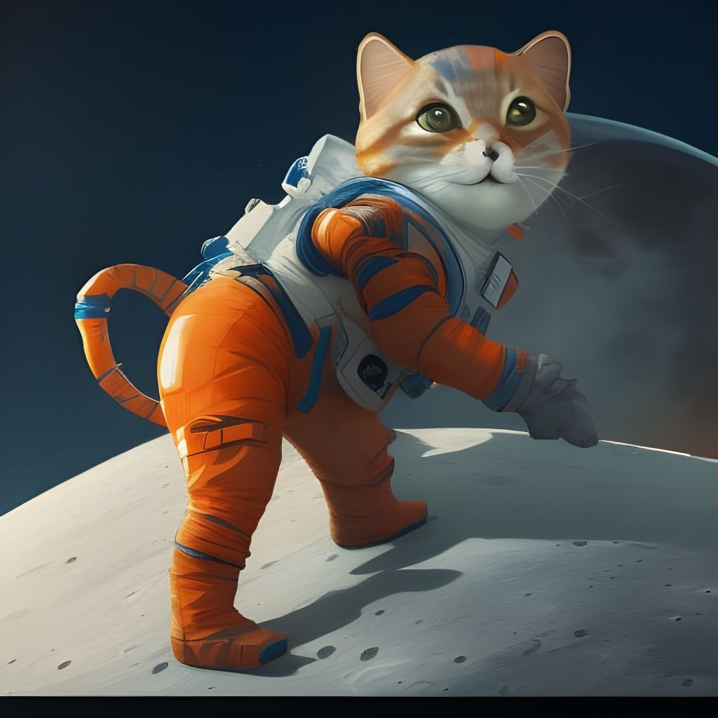 Astronaut Cat on the Moon Concept Art