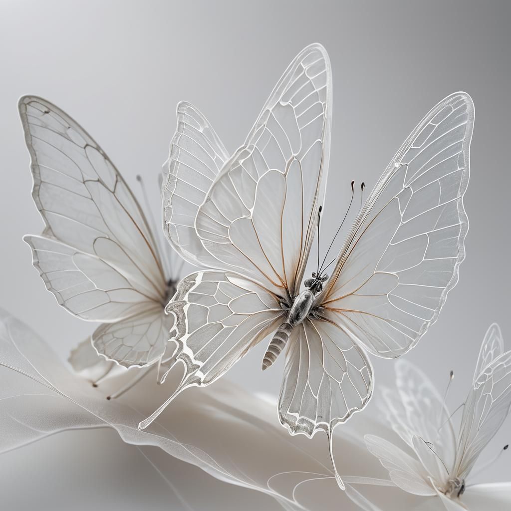 Ghostly White Butterfly Macro: Fashion Photography Illustrat...