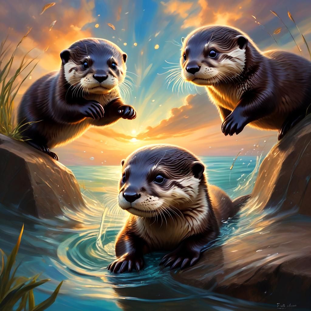 Baby Otters FUN !